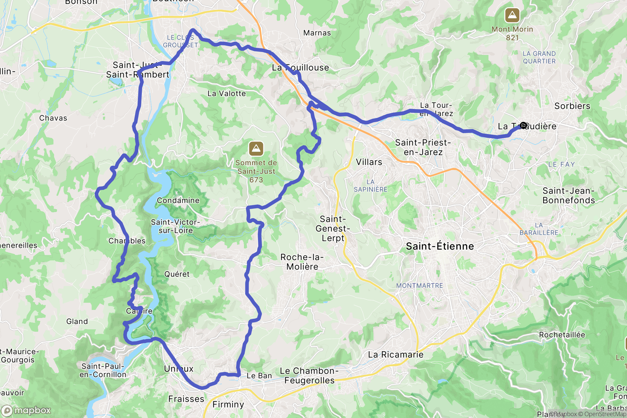 La Talaudière : carte du parcours de randonnée - France
