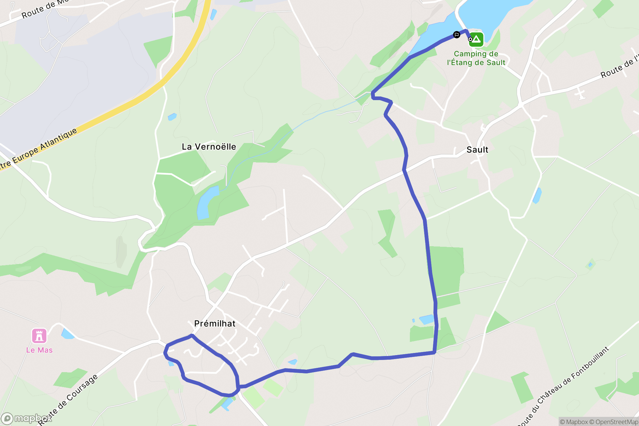 Prémilhat : carte du parcours de randonnée - France
