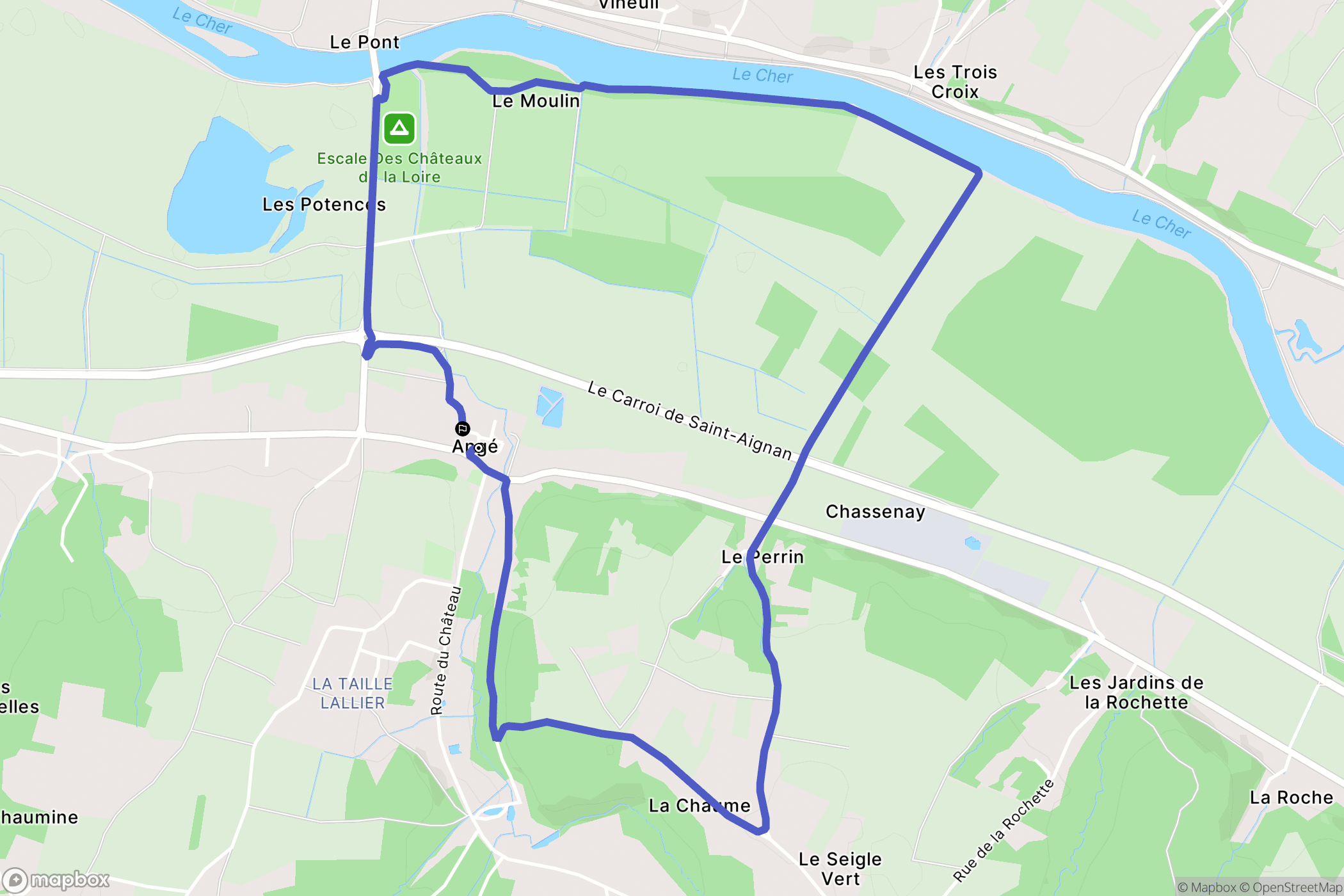 Angé : carte du parcours de randonnée - France