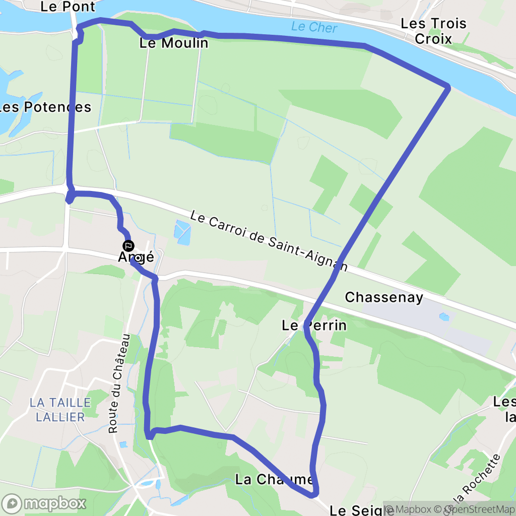 Angé : carte du parcours de randonnée - France