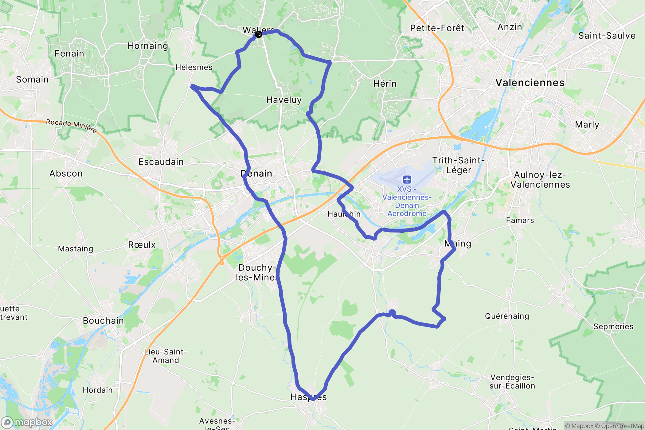 Wallers : carte du parcours de randonnée - France