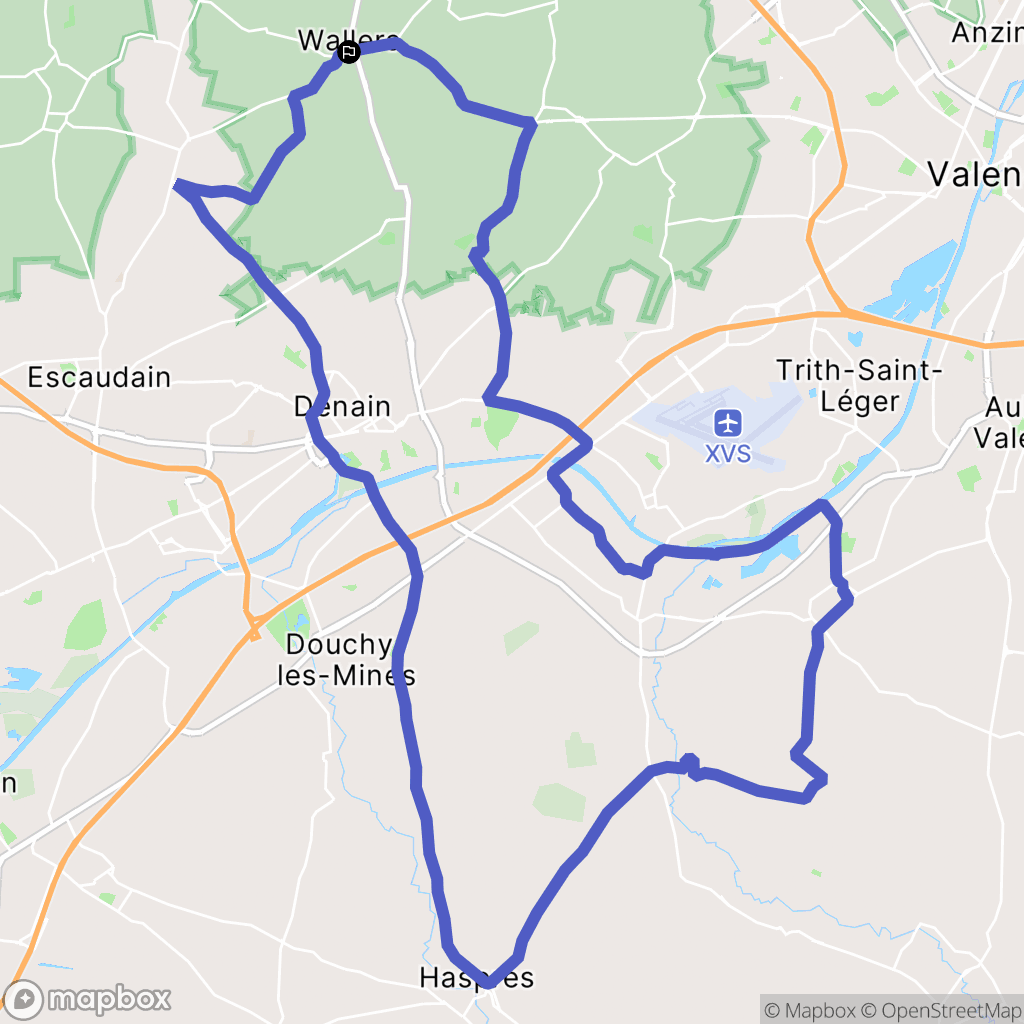 Wallers : carte du parcours de randonnée - France