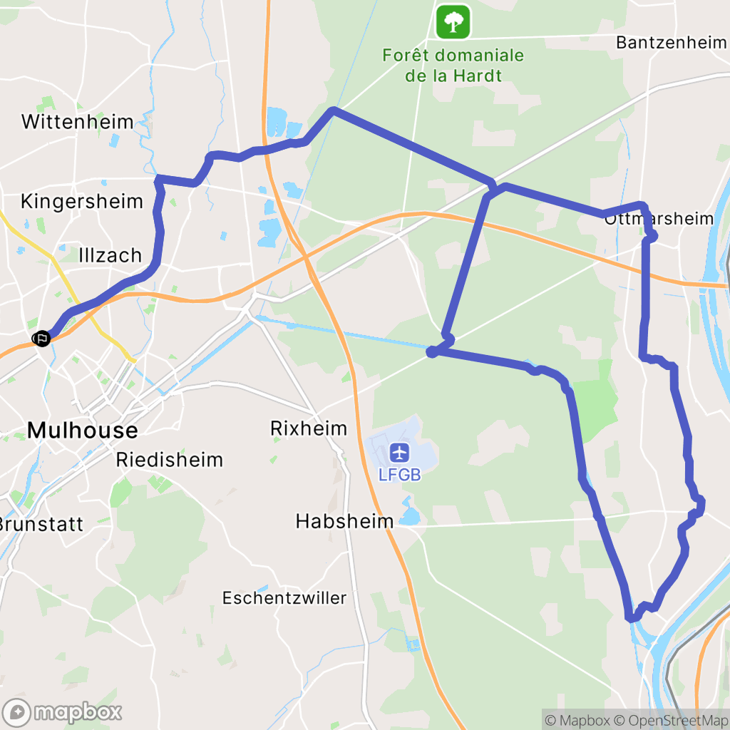 Mulhouse : carte du parcours de randonnée - France