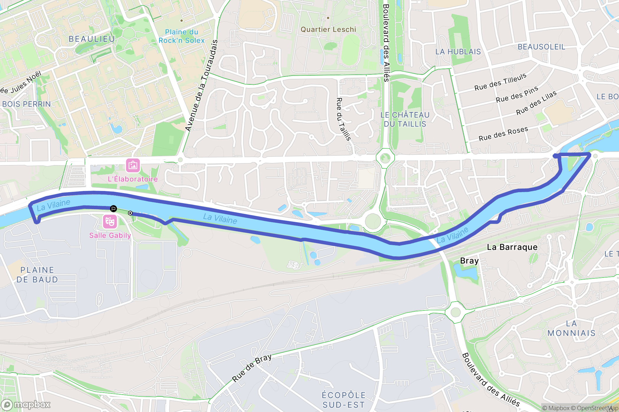 Rennes : carte du parcours de randonnée - France