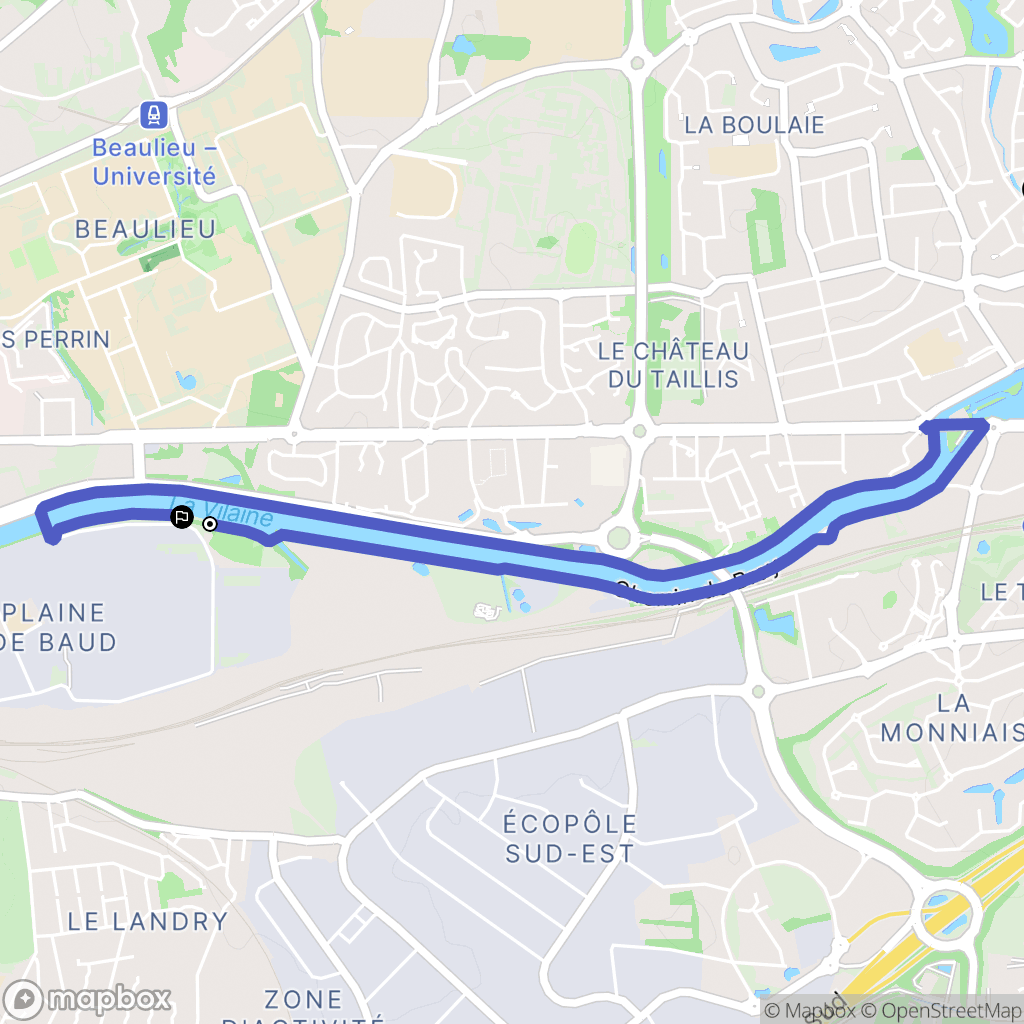 Rennes : carte du parcours de randonnée - France