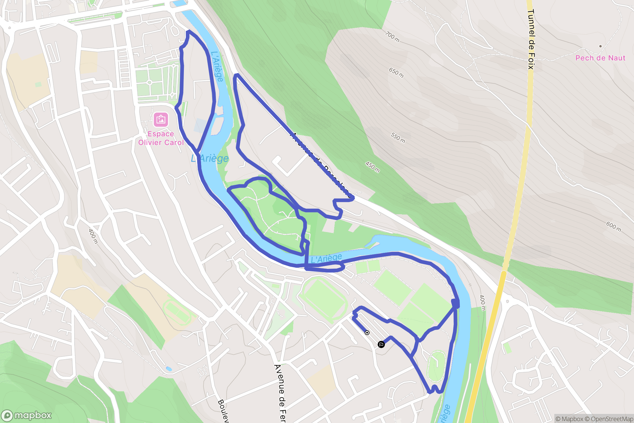 Foix : carte du parcours de randonnée - France