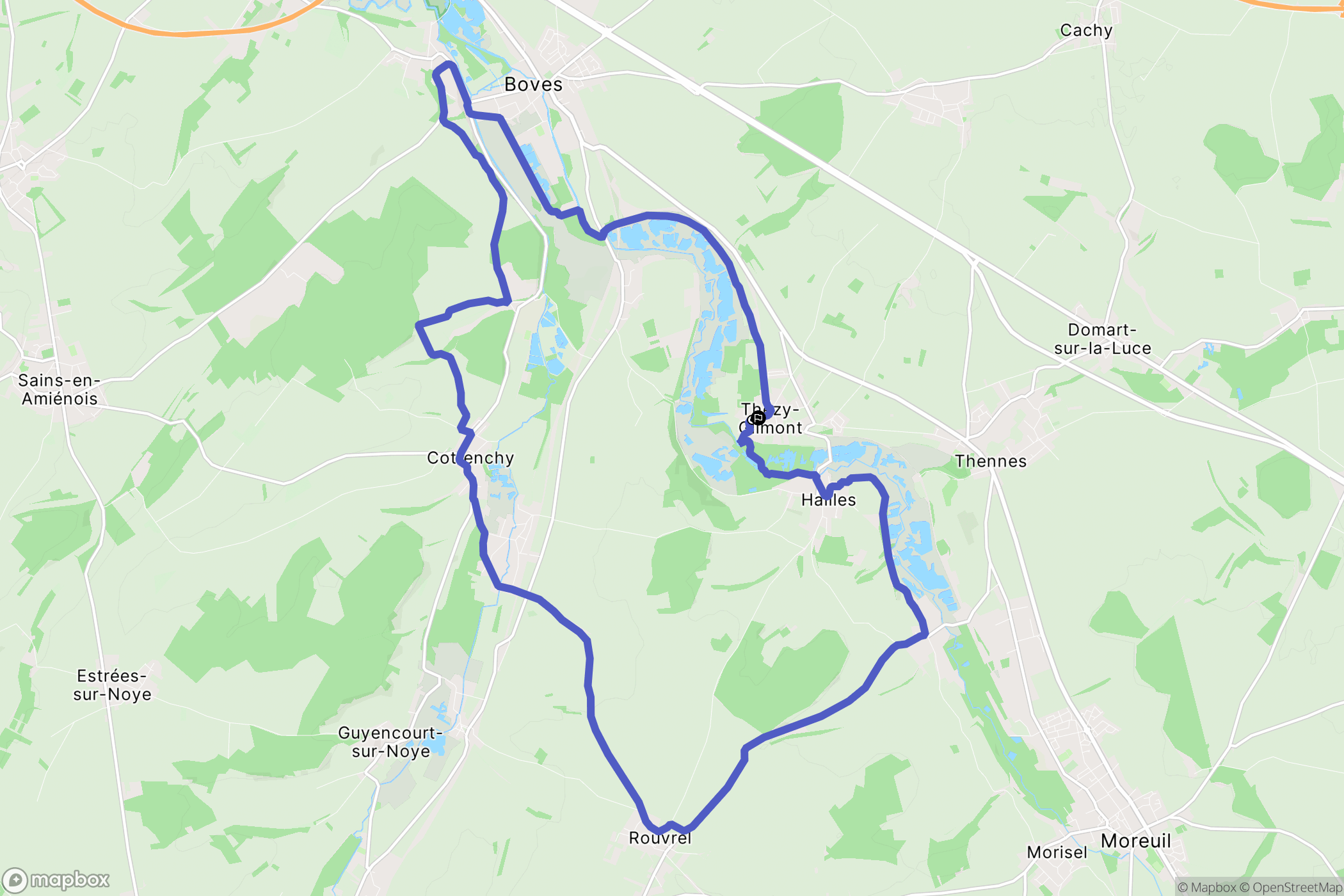 Thézy-Glimont : carte du parcours de randonnée - France