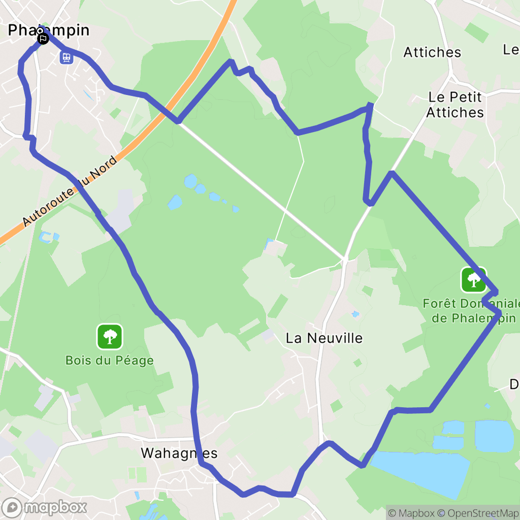 Phalempin : carte du parcours de randonnée - France