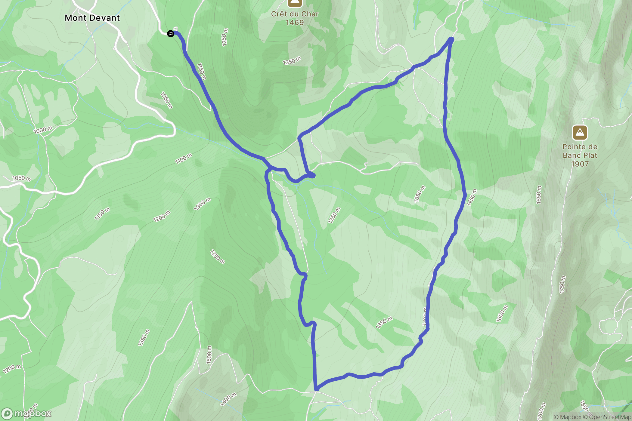 Bellecombe-en-Bauges : carte du parcours de randonnée - France