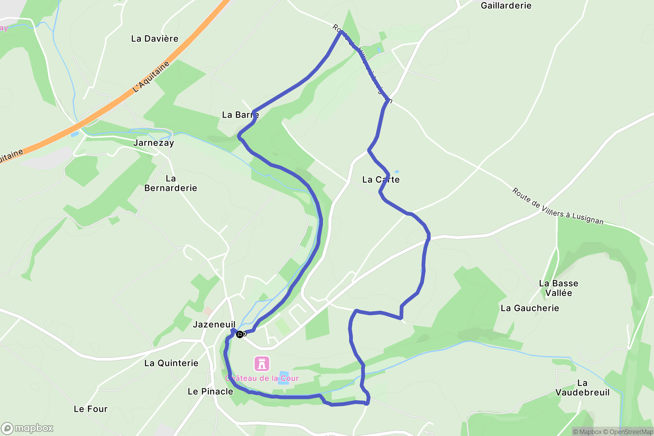 Jazeneuil : carte du parcours de randonnée - France