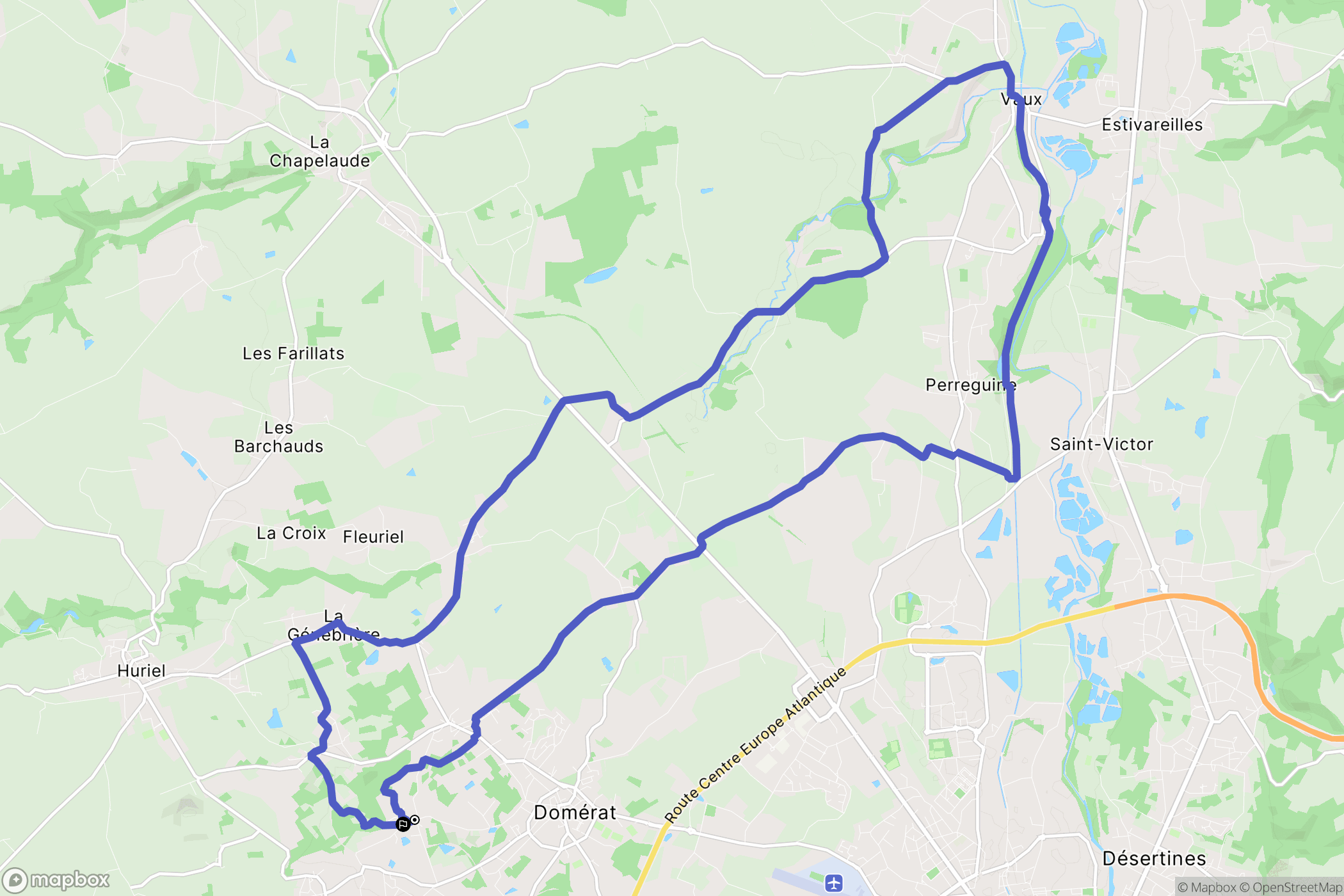 Domérat : carte du parcours de randonnée - France