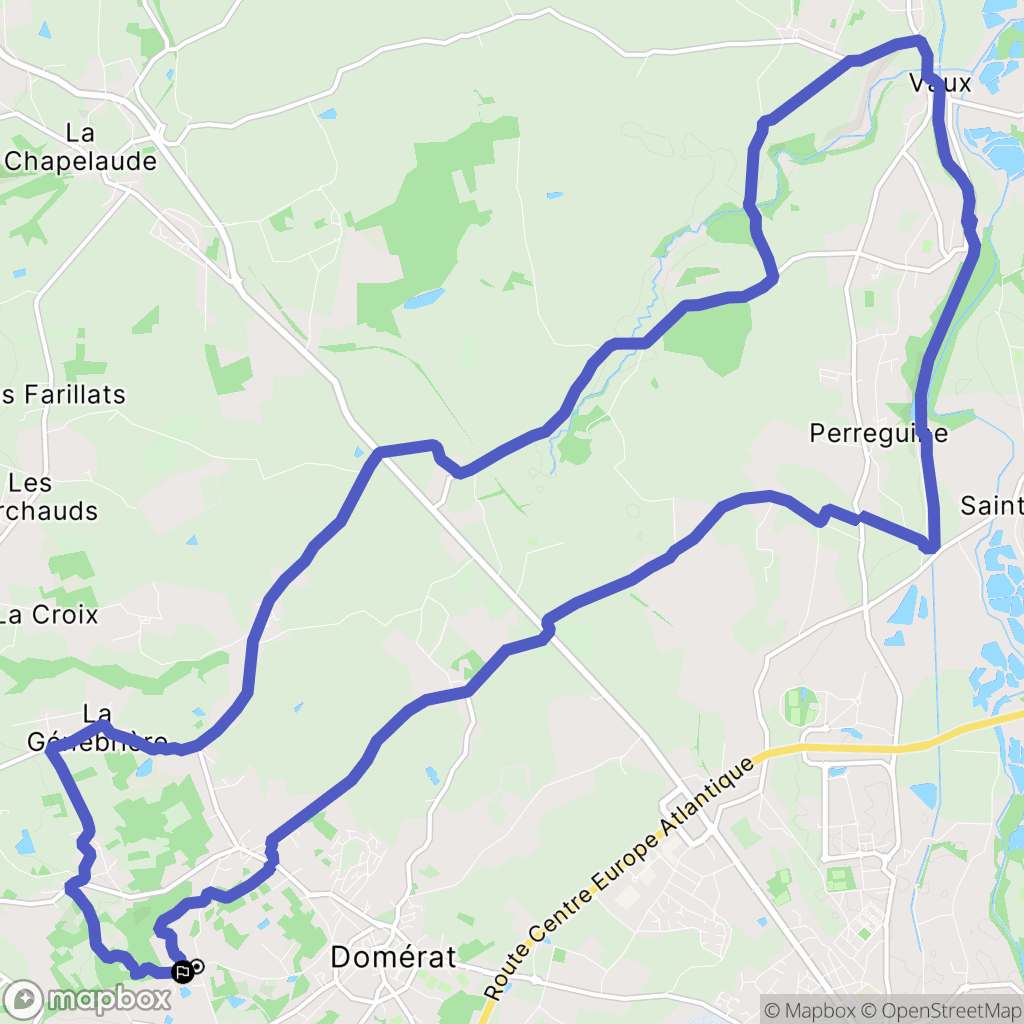 Domérat : carte du parcours de randonnée - France