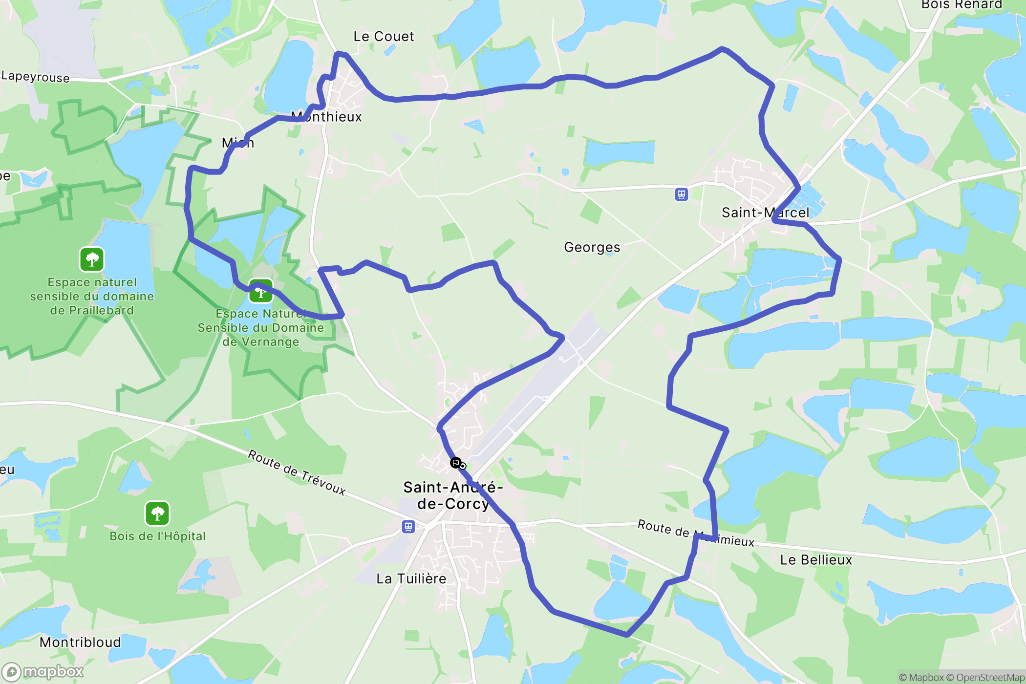 Saint-André-de-Corcy : carte du parcours de randonnée - France
