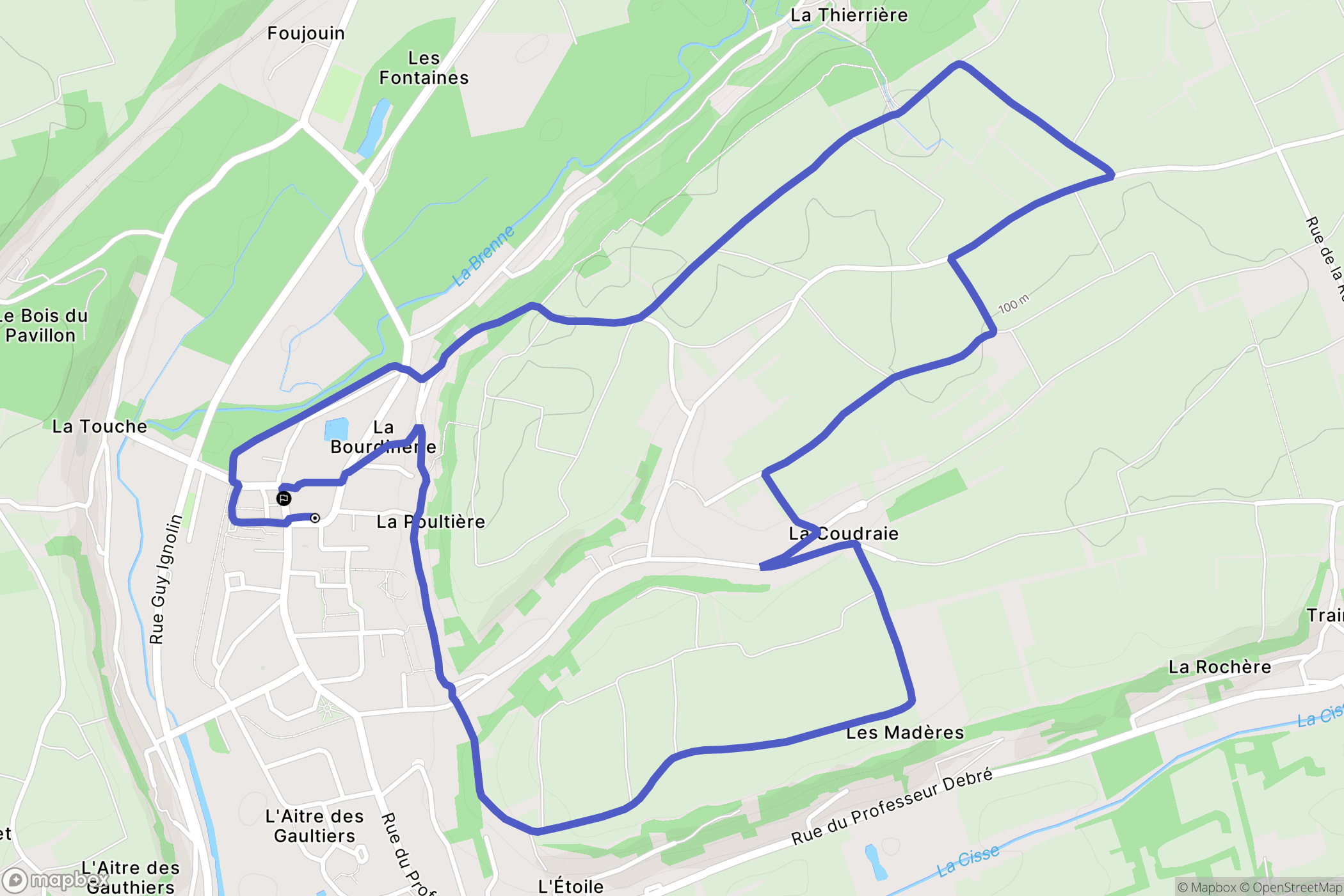 Vernou-sur-Brenne : carte du parcours de randonnée - France