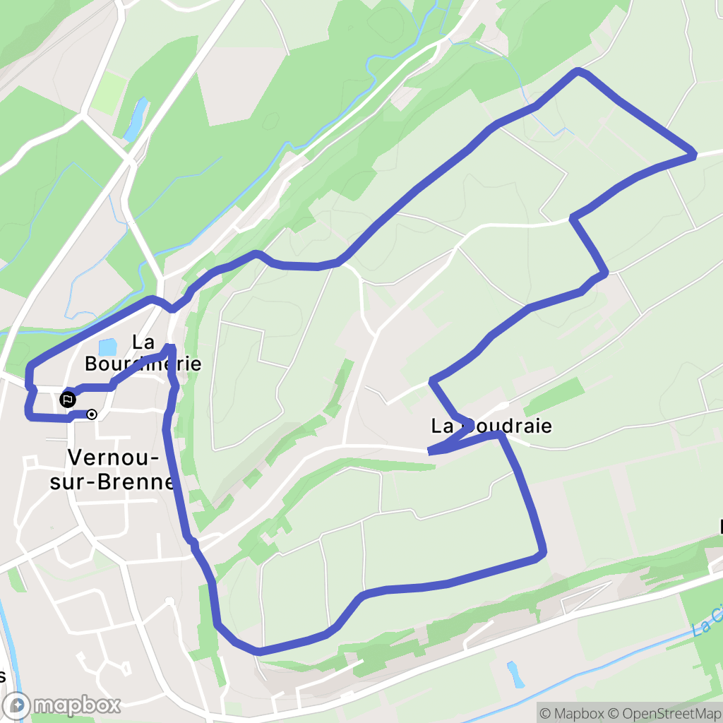 Vernou-sur-Brenne : carte du parcours de randonnée - France