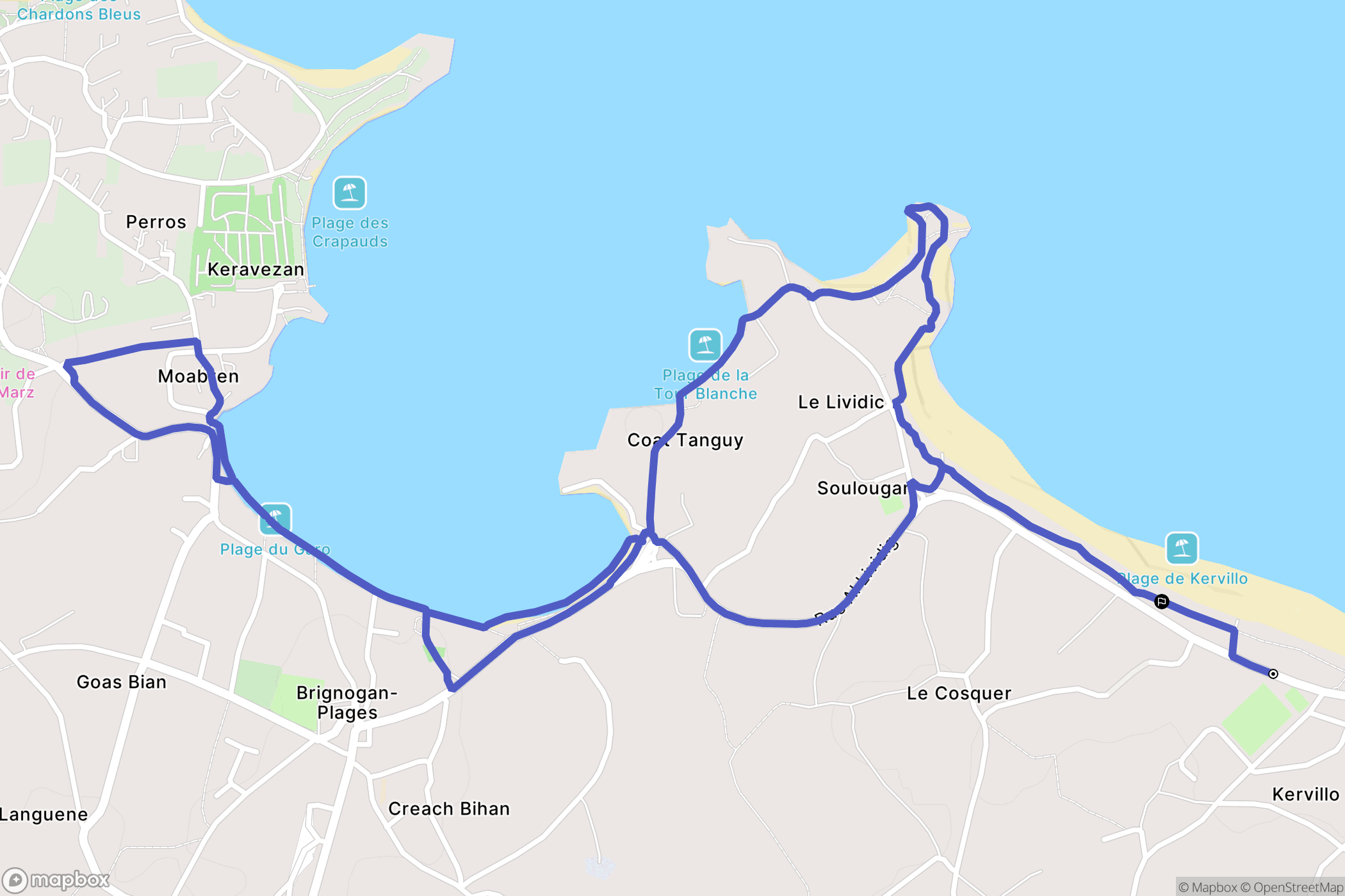 Plounéour-Brignogan-plages : carte du parcours de randonnée - France