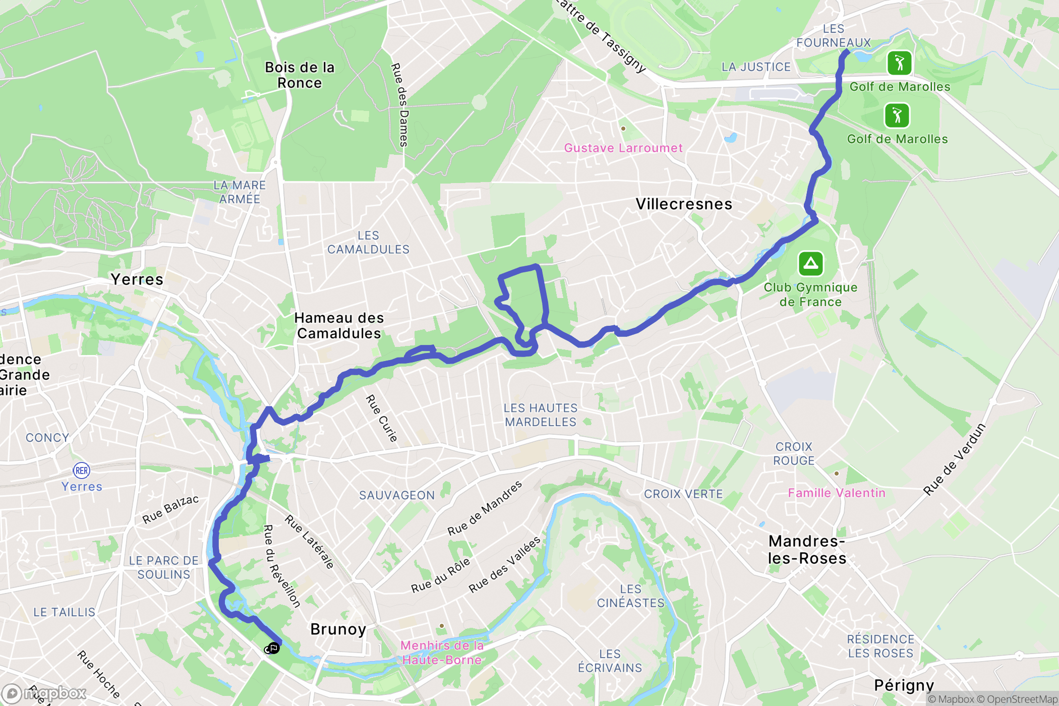 Brunoy : carte du parcours de randonnée - France