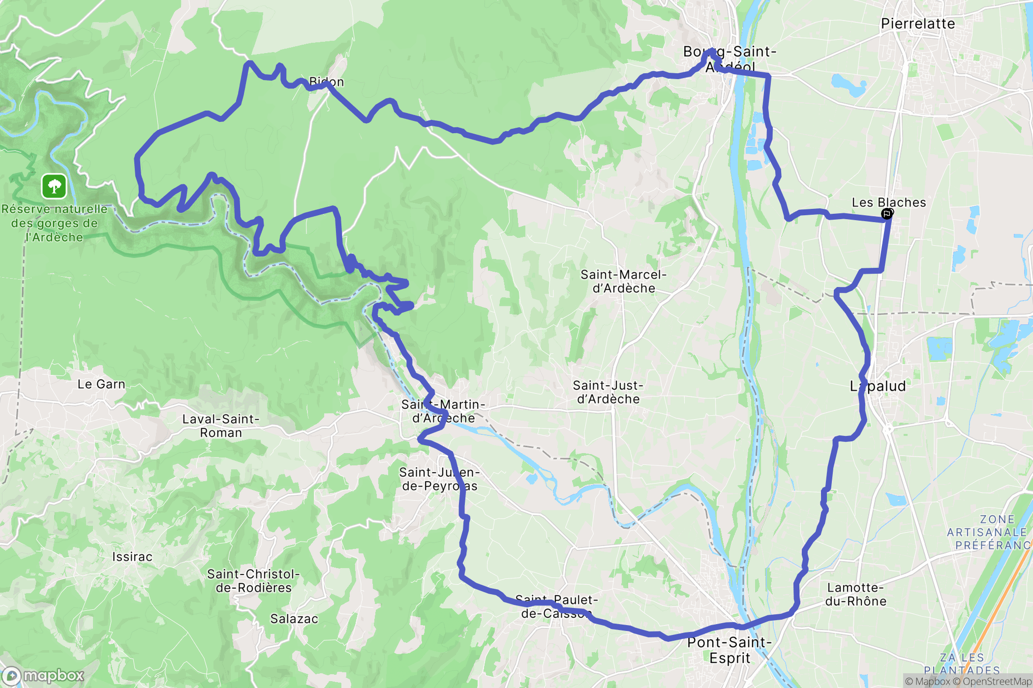 Pierrelatte : carte du parcours de randonnée - France