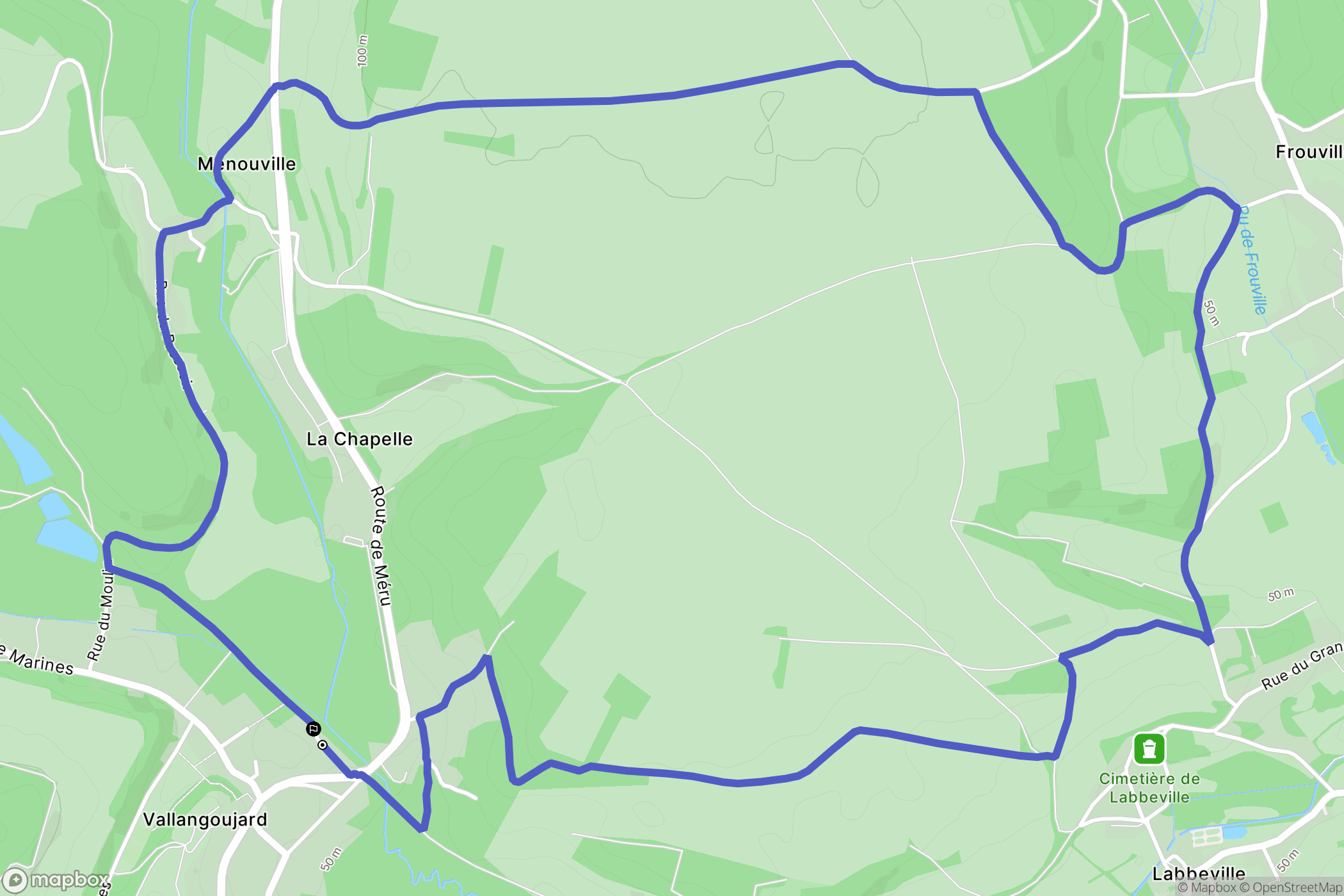 Vallangoujard : carte du parcours de randonnée - France