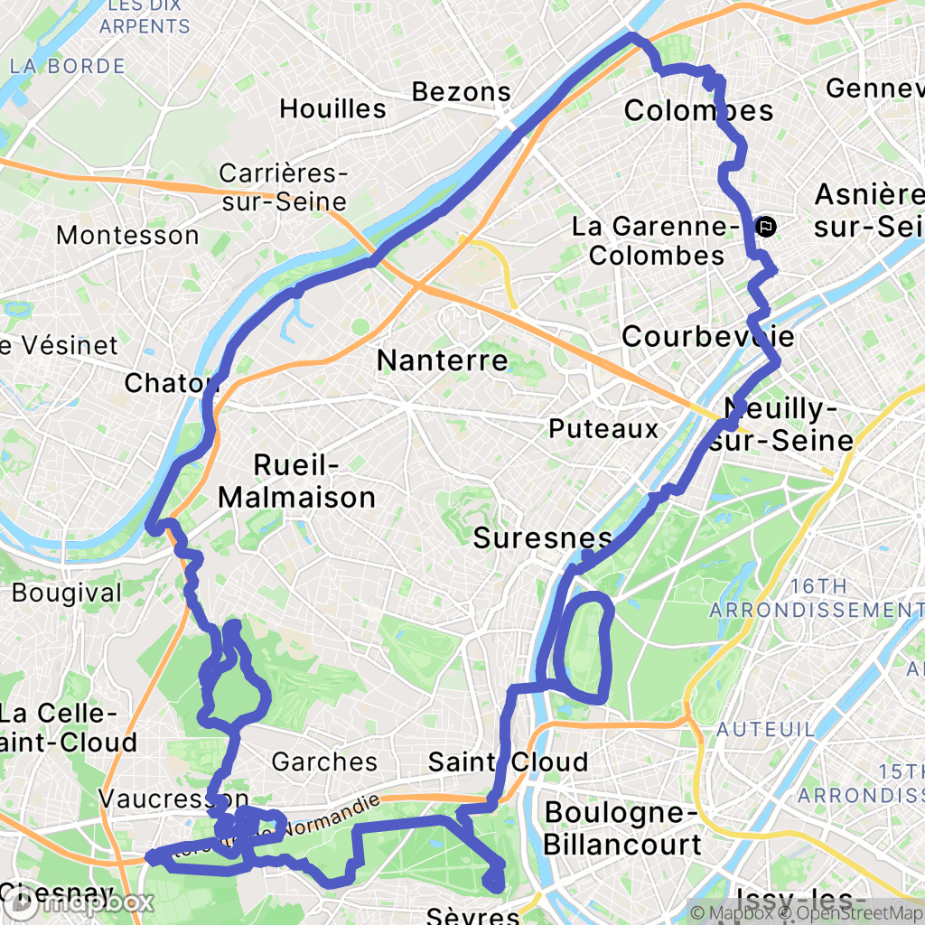 Asnières-sur-Seine : carte du parcours de randonnée - France