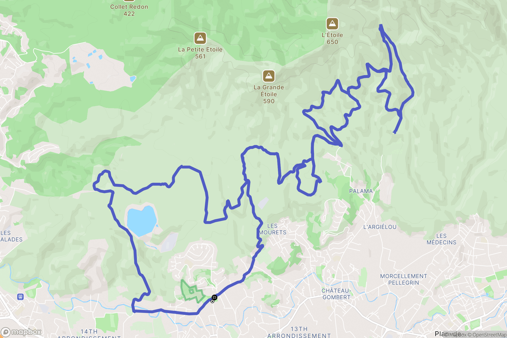 Marseille : carte du parcours de randonnée - France