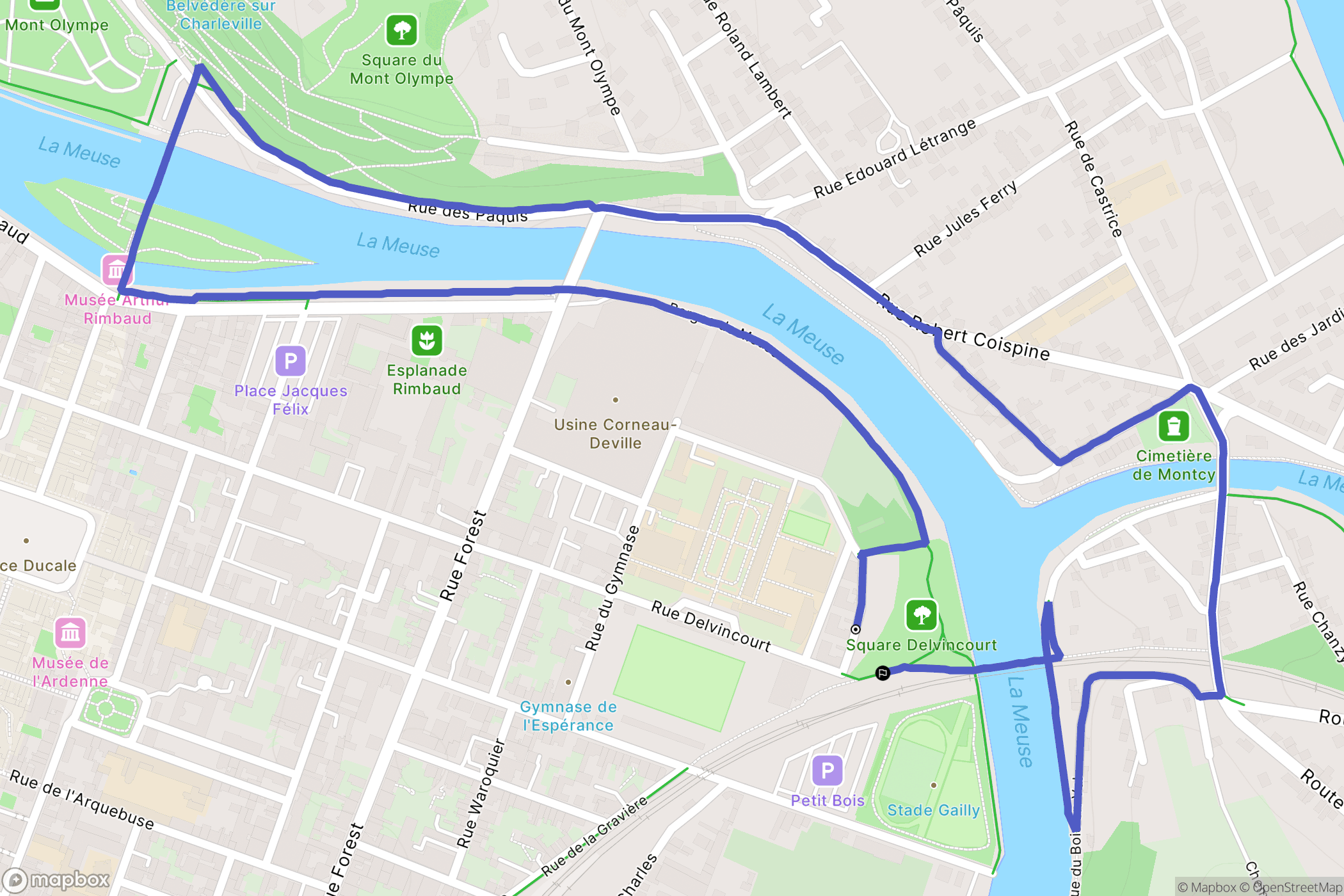 Charleville-Mézières : carte du parcours de randonnée - France