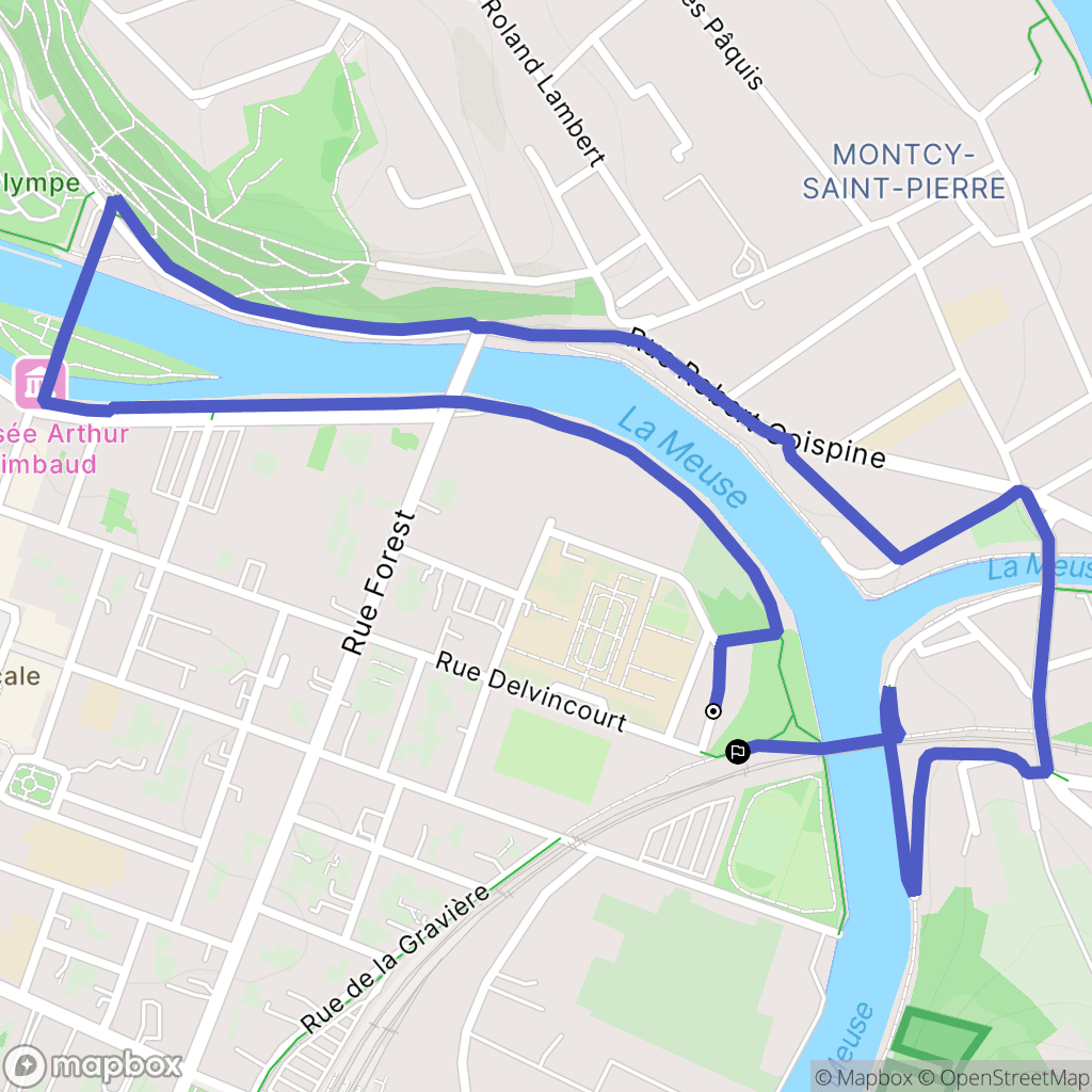 Charleville-Mézières : carte du parcours de randonnée - France