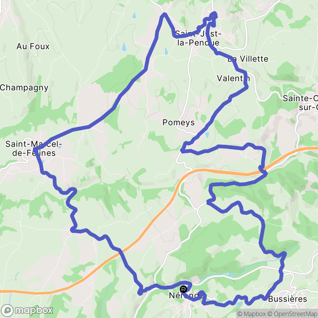 Néronde : carte du parcours de randonnée - France