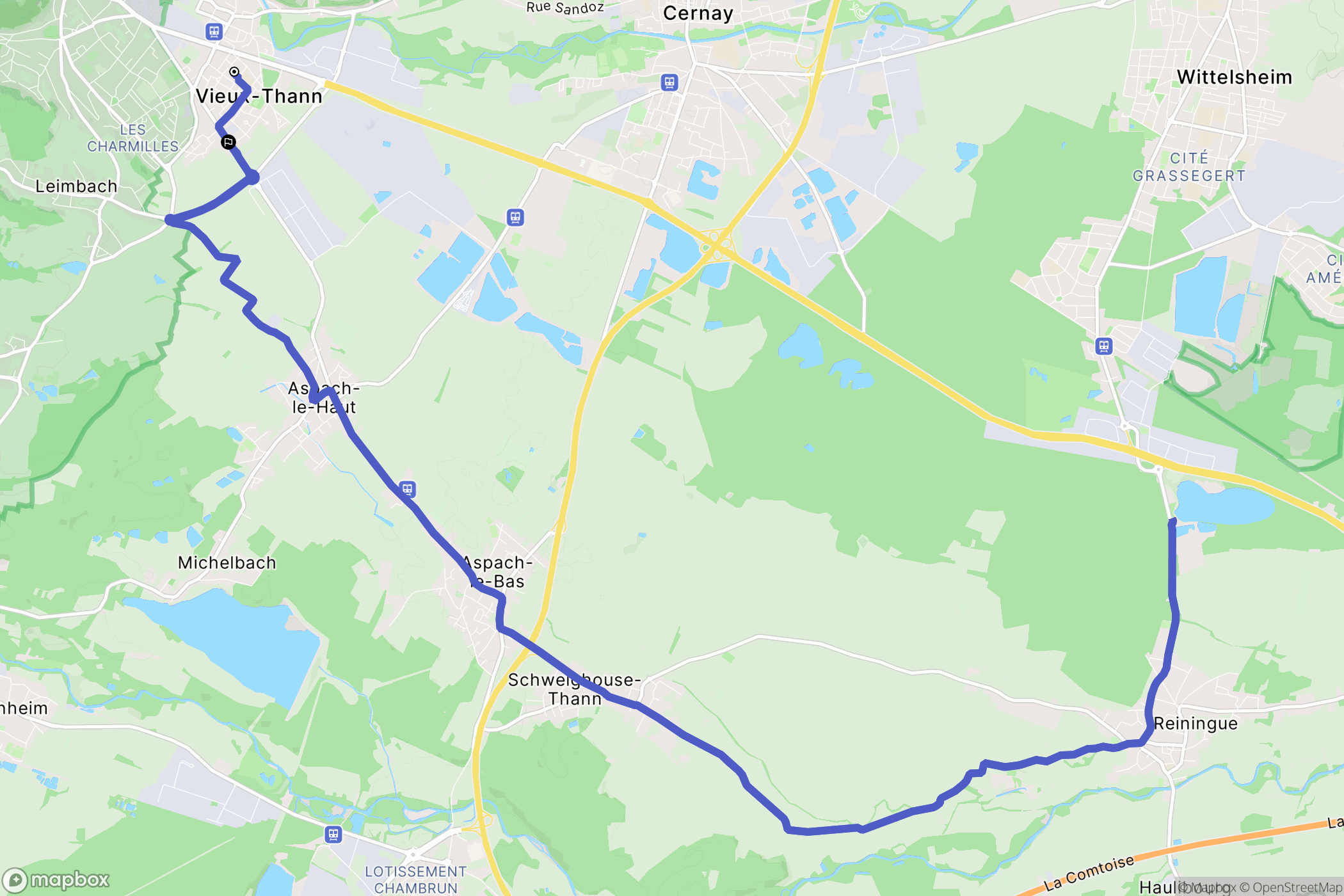 Vieux-Thann : carte du parcours de randonnée - France