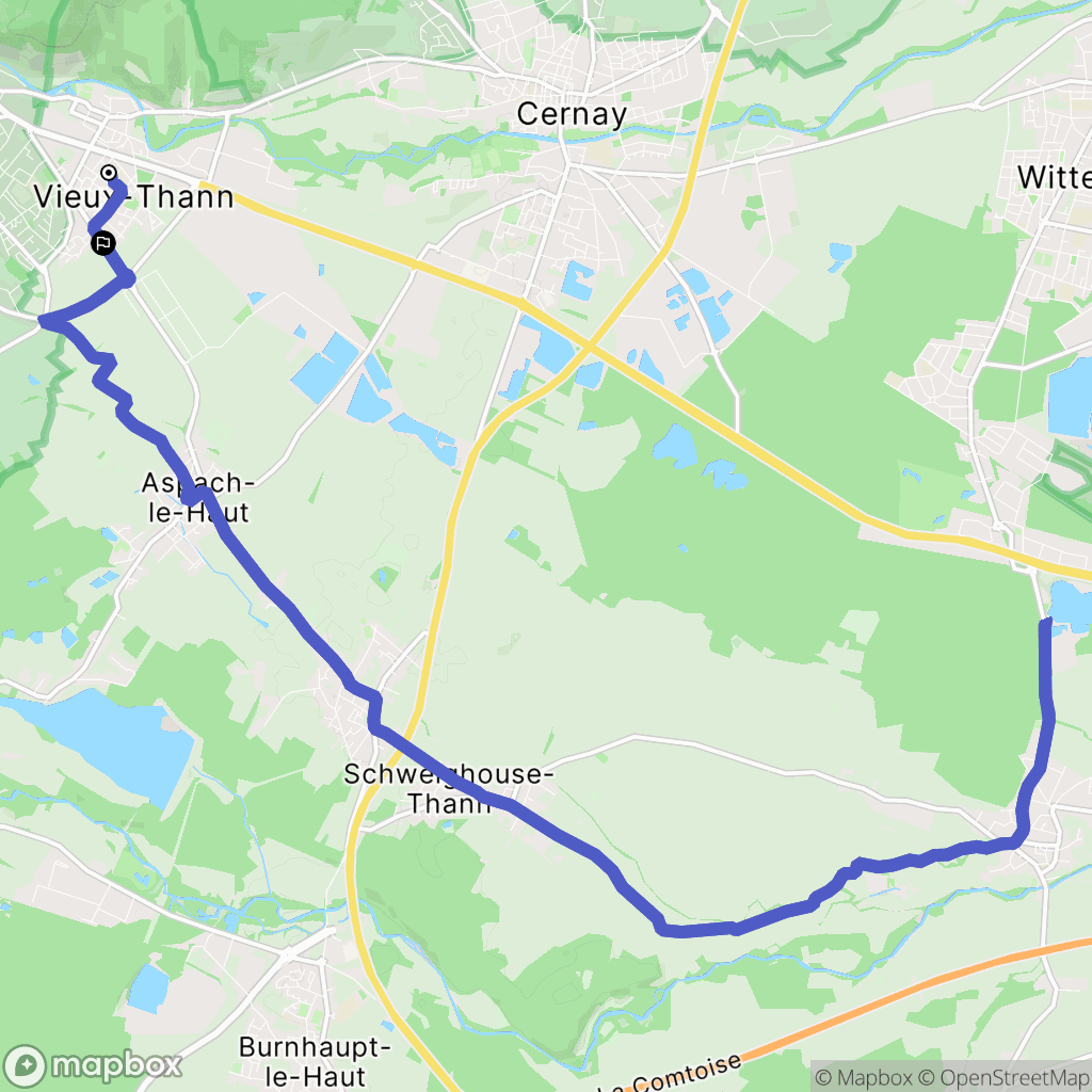 Vieux-Thann : carte du parcours de randonnée - France