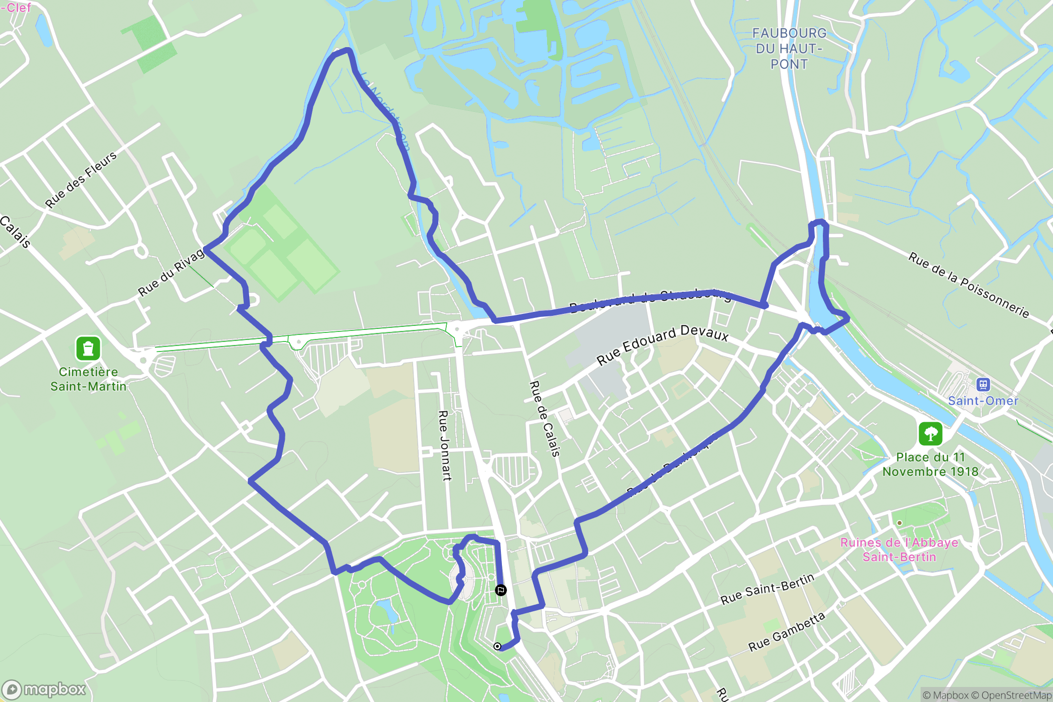 Saint-Omer : carte du parcours de randonnée - France