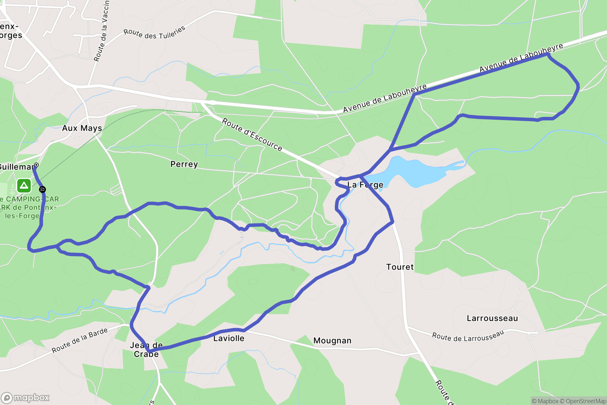 Pontenx-les-Forges : carte du parcours de randonnée - France