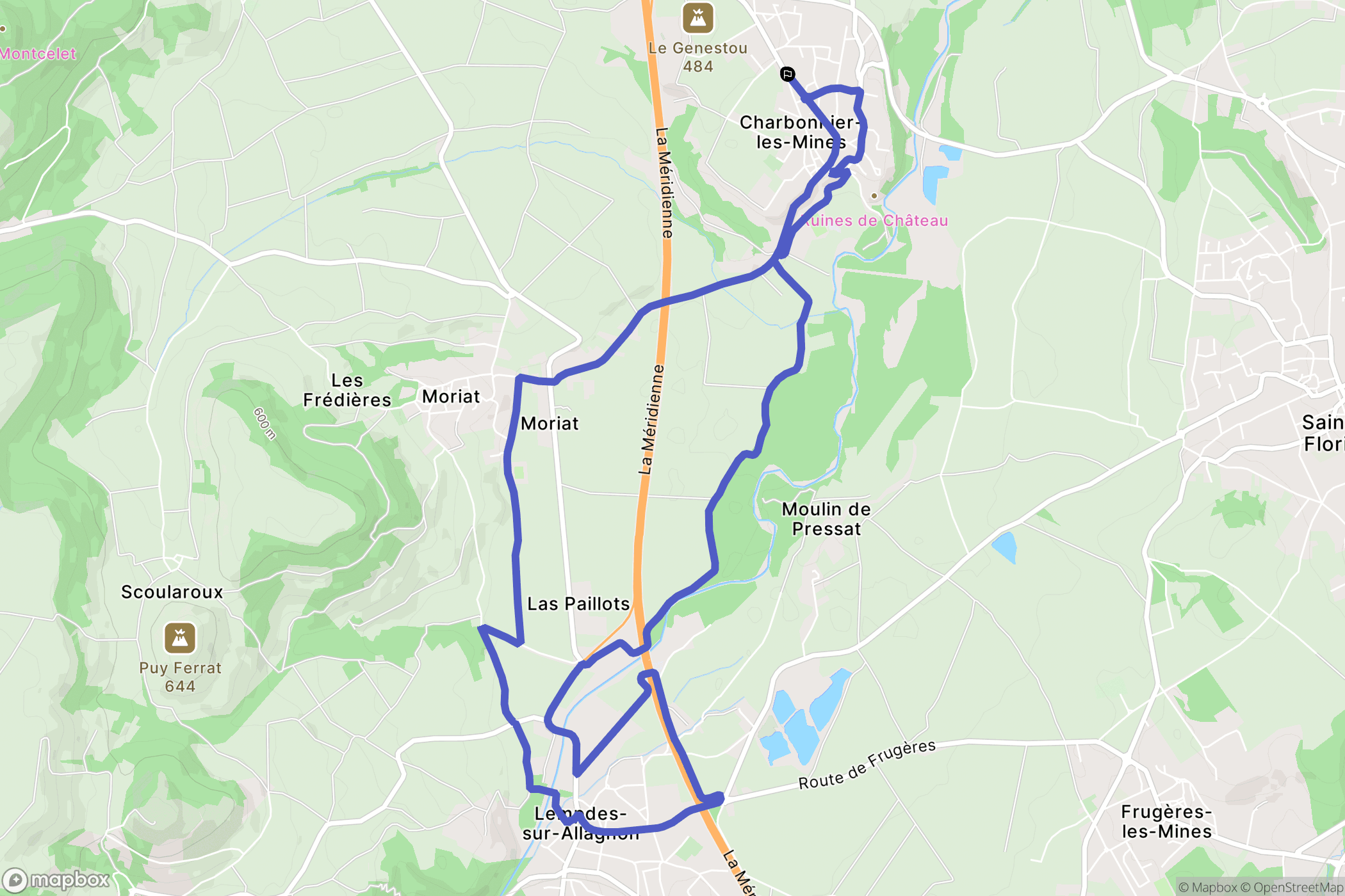 Charbonnier-les-Mines : carte du parcours de randonnée - France