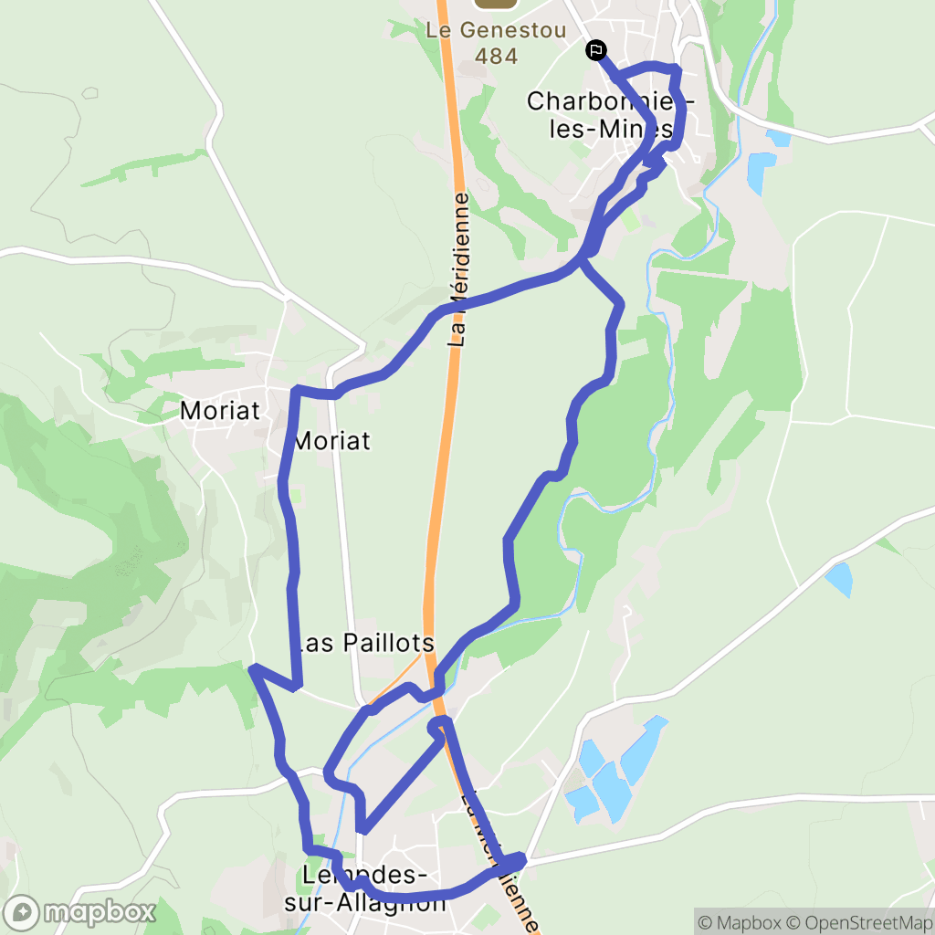 Charbonnier-les-Mines : carte du parcours de randonnée - France