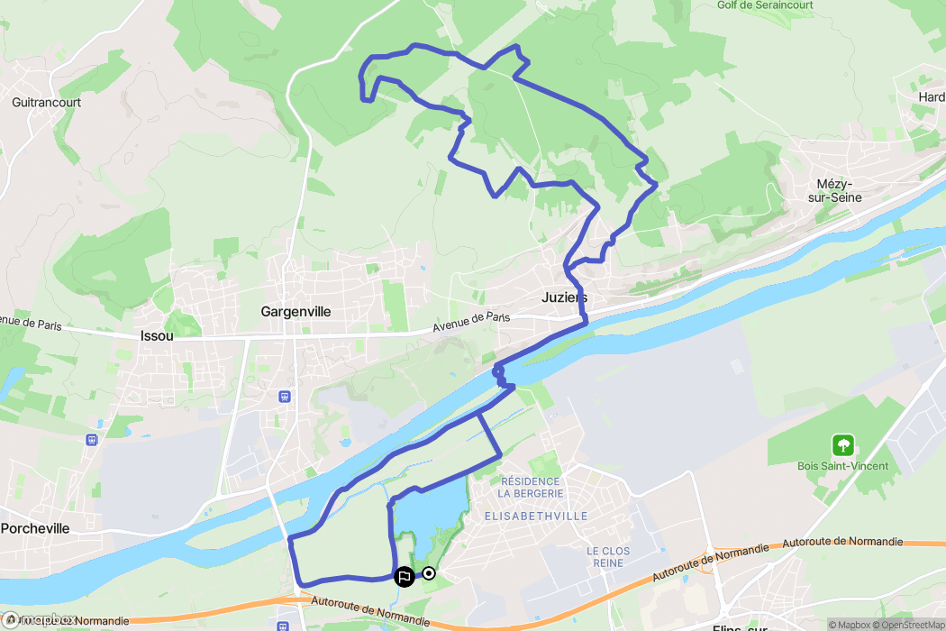 Épône : carte du parcours de randonnée - France