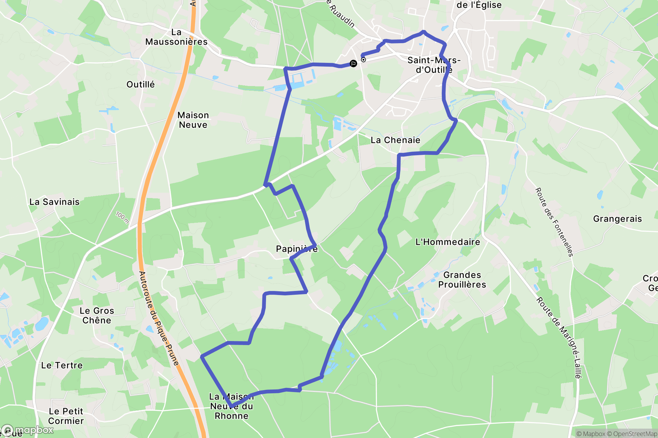 Saint-Mars-d'Outillé : carte du parcours de randonnée - France