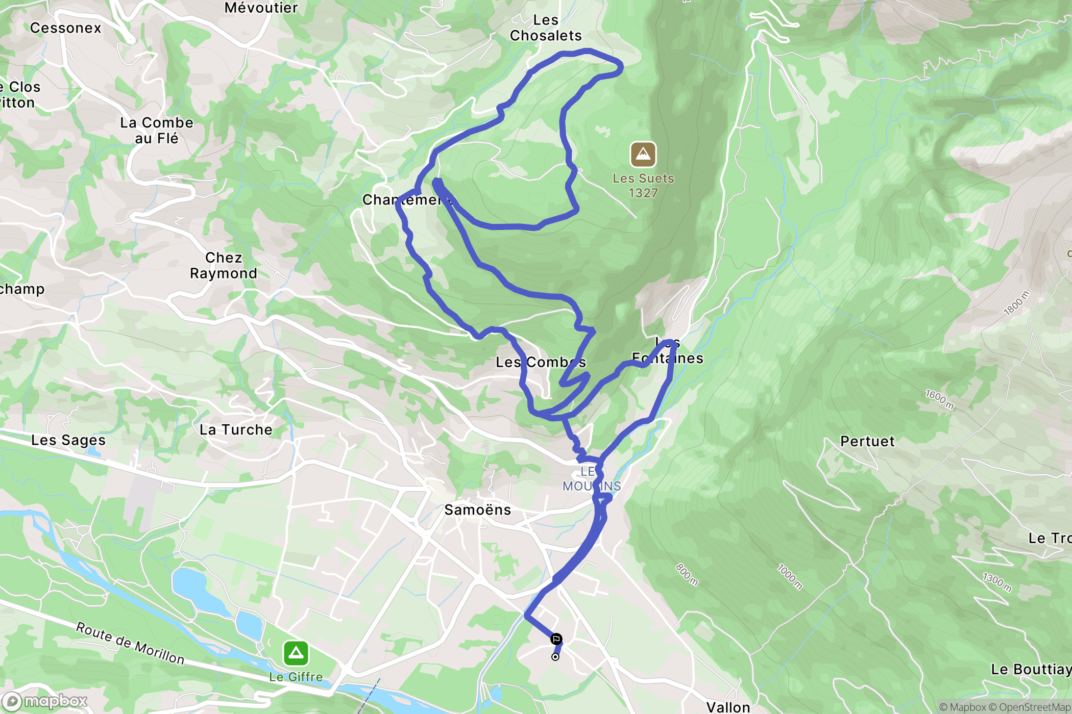 Samoëns : carte du parcours de randonnée - France