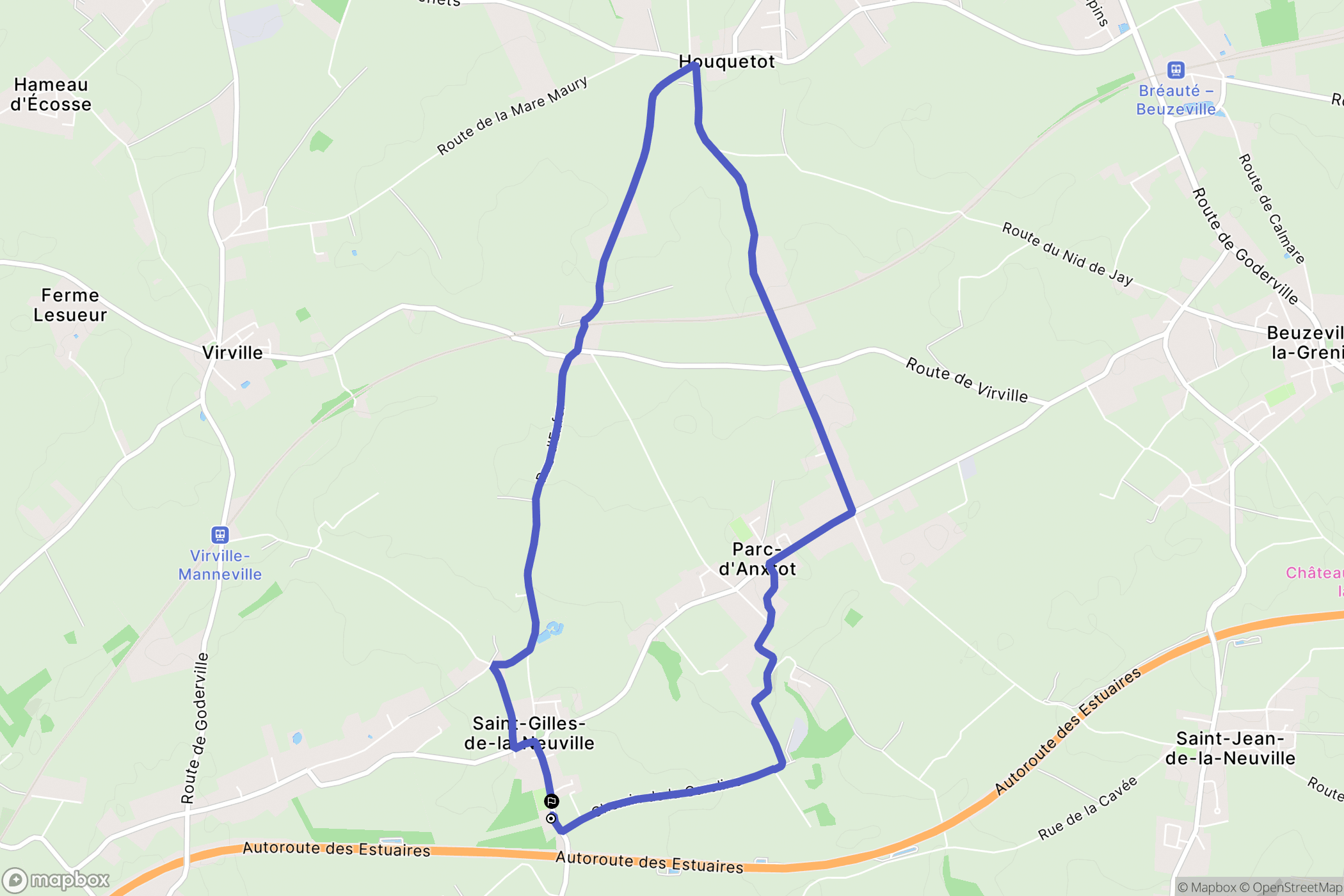 Saint-Gilles-de-la-Neuville : carte du parcours de randonnée - France