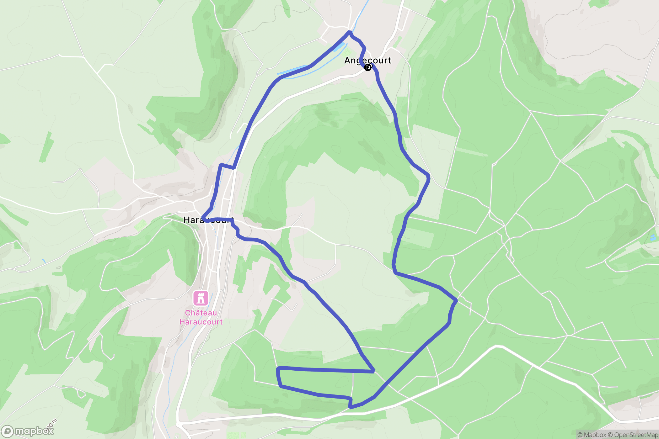 Angecourt : carte du parcours de randonnée - France