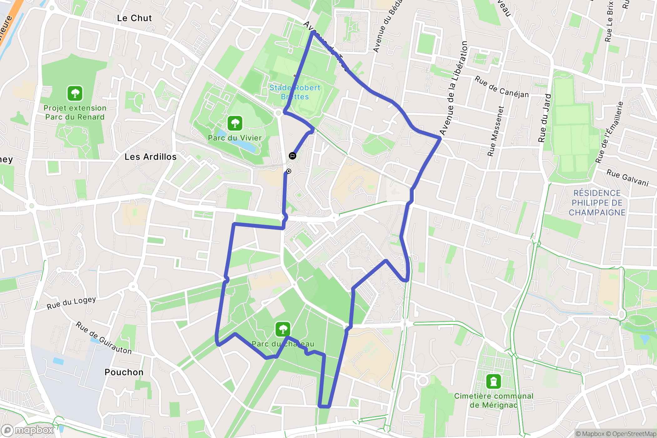 Mérignac : carte du parcours de randonnée - France