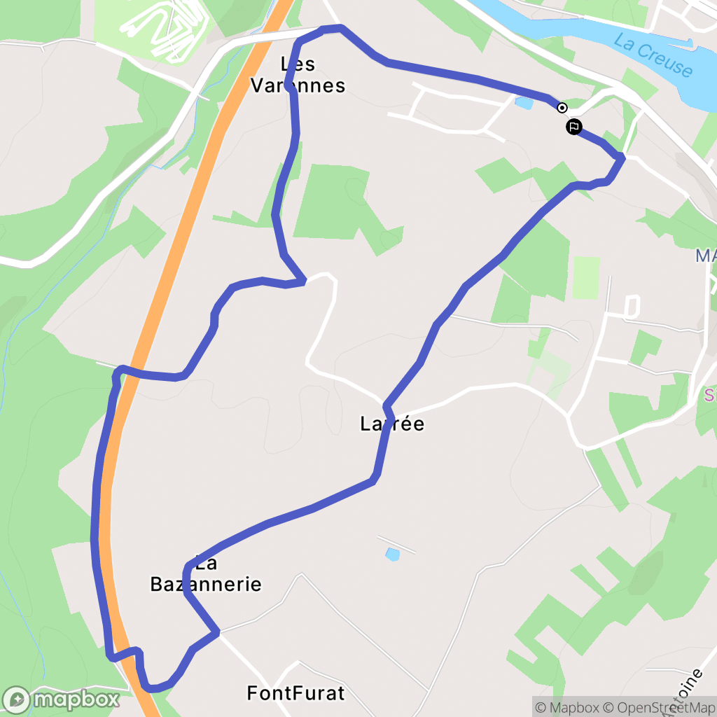 Argenton-sur-Creuse : carte du parcours de randonnée - France