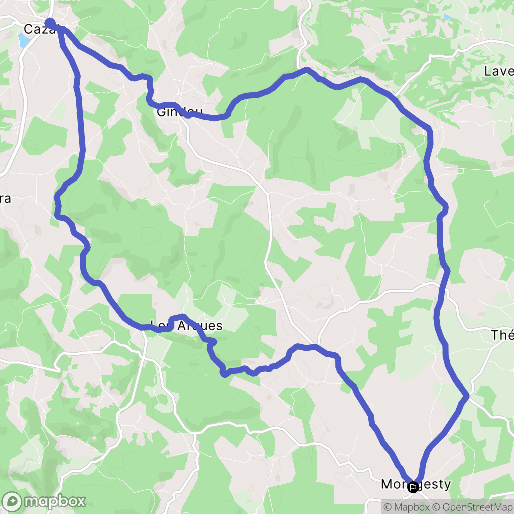 Montgesty : carte du parcours de randonnée - France