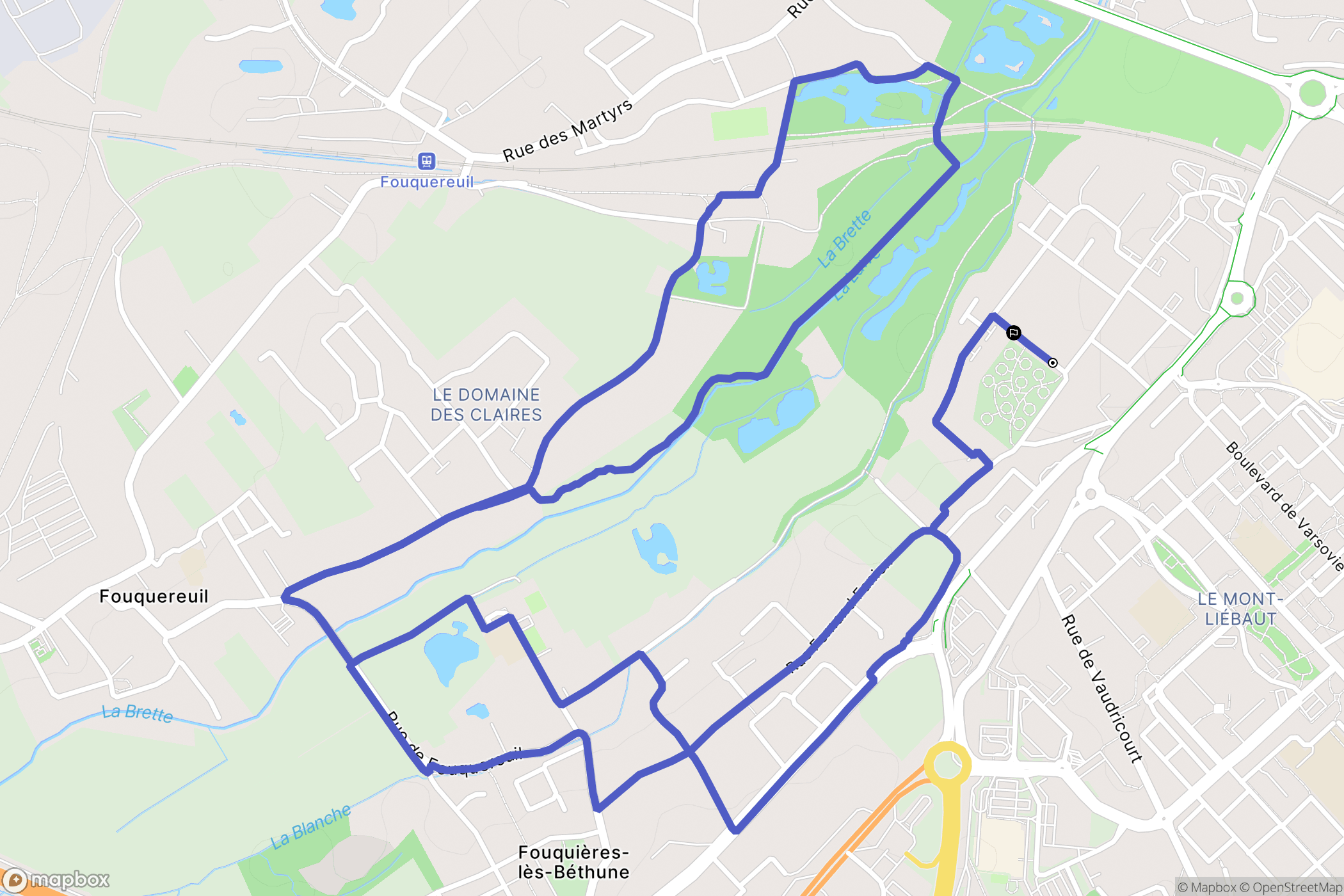 Béthune : carte du parcours de randonnée - France