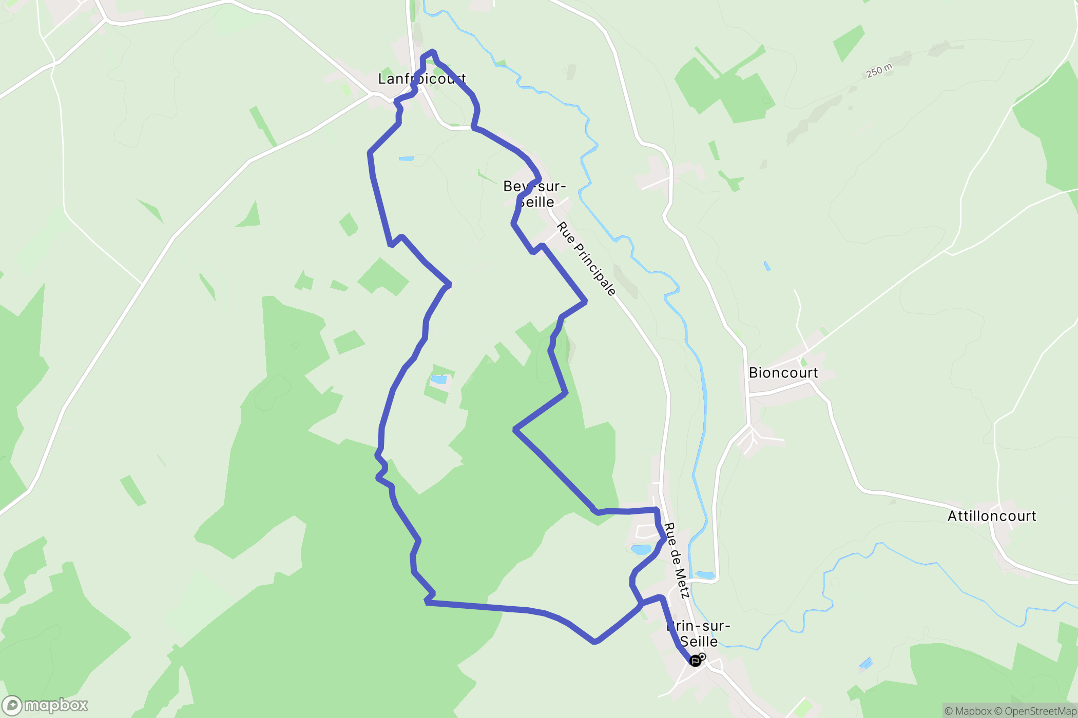 Brin-sur-Seille : carte du parcours de randonnée - France
