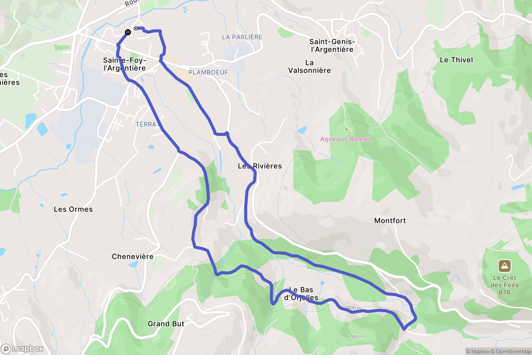 Sainte-Foy-l'Argentière : carte du parcours de randonnée - France