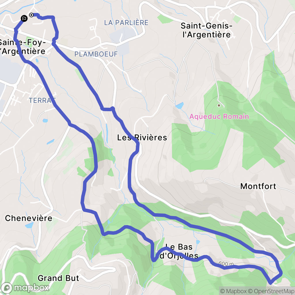 Sainte-Foy-l'Argentière : carte du parcours de randonnée - France