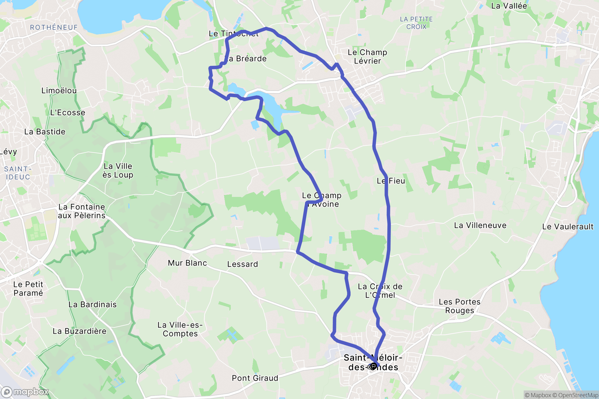 Saint-Méloir-des-Ondes : carte du parcours de randonnée - France