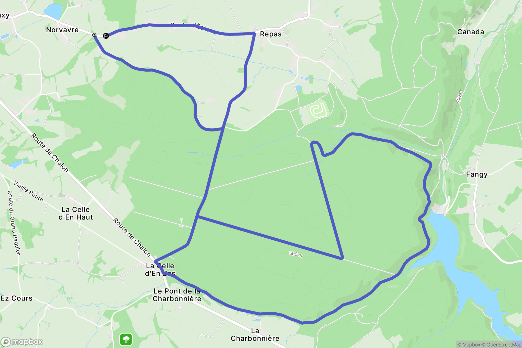 Auxy : carte du parcours de randonnée - France