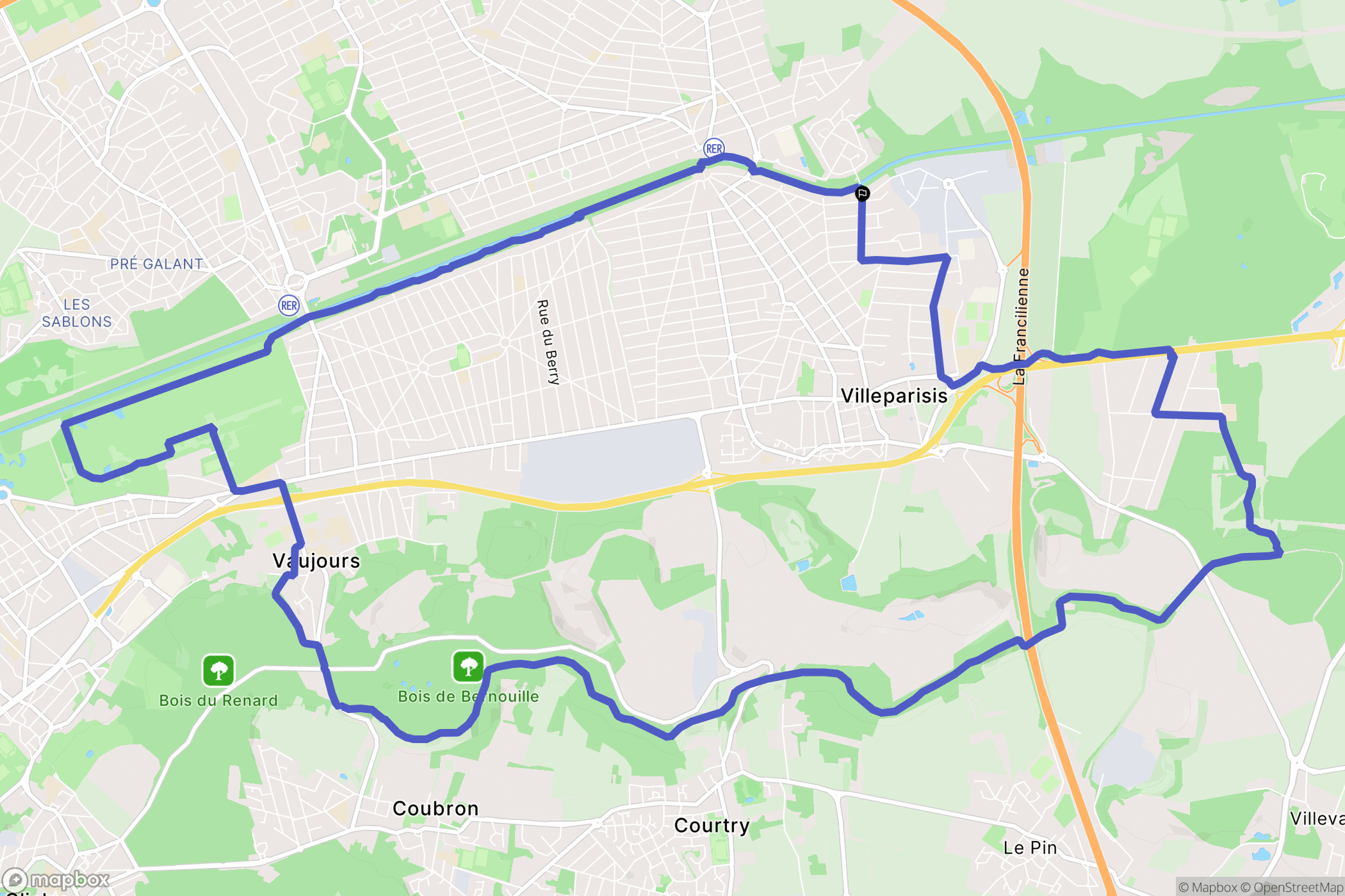 Villeparisis : carte du parcours de randonnée - France