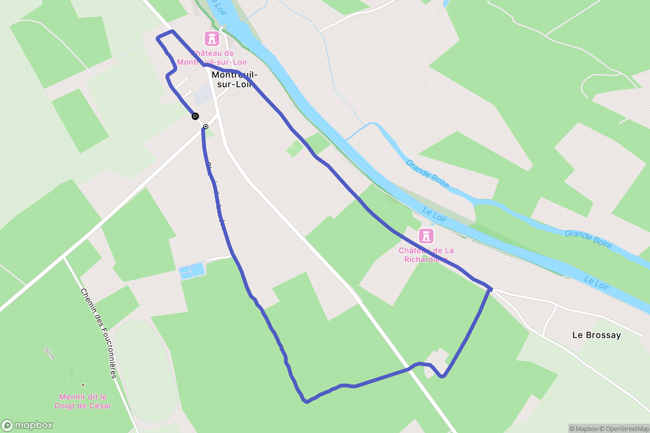 Montreuil-sur-Loir : carte du parcours de randonnée - France